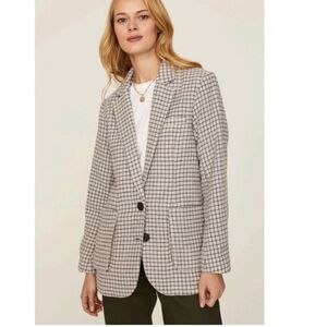 NWT Rails Windsor Blazer in Lilac Navy Mini Check Oversized Size XS